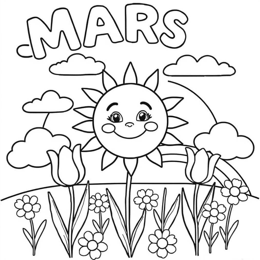 Coloriage Dessine Mars très mignon