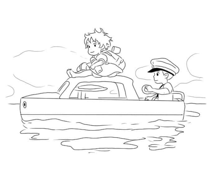 Coloriage Dessine Ponyo dans le train