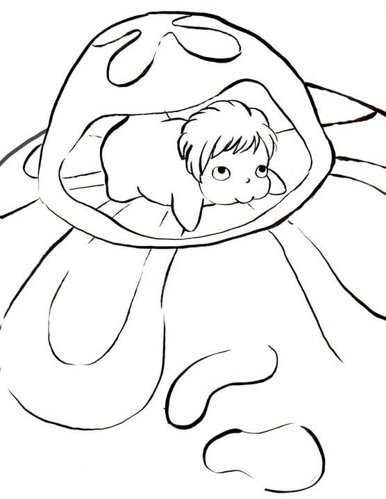 Coloriage Dessine Ponyo et les méduses