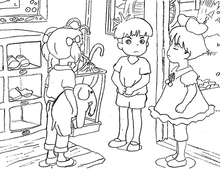 Coloriage Dessine Ponyo et ses amis