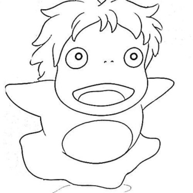 Coloriage Dessine Ponyo souriant