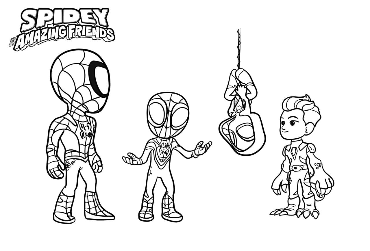 Coloriage Dessine Spidey gratuit pour les enfants