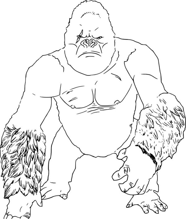 Coloriage Dessine un King Kong effrayant