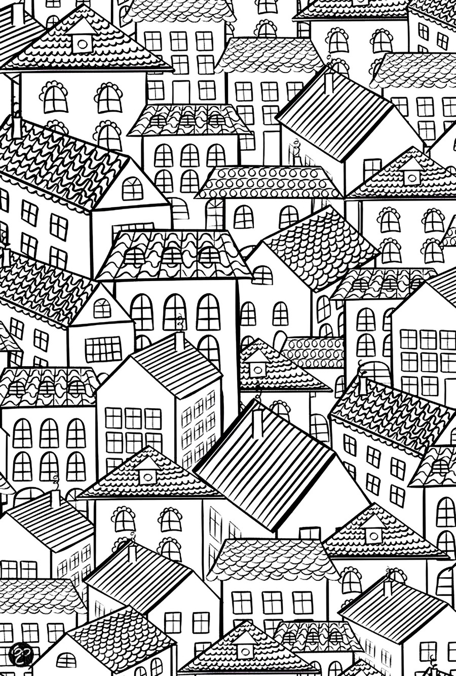 Coloriage Dessiner des villages bien