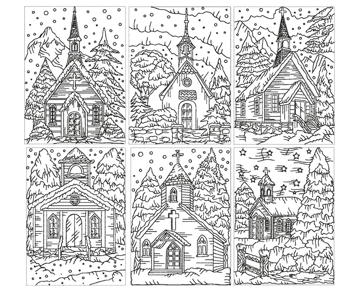 Coloriage Dessiner des villages dans la neige