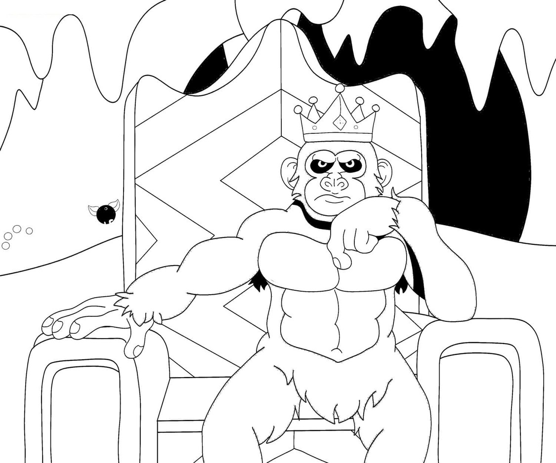 Coloriage Dessiner King Kong avec la couronne