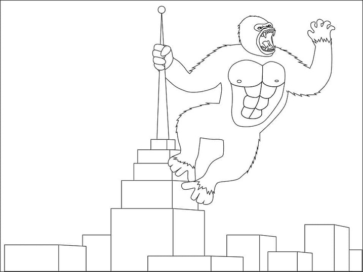 Coloriage Dessiner King Kong simple