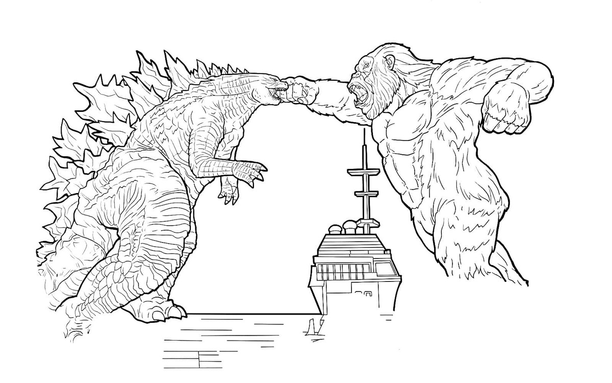 Coloriage Dessiner le film Godzilla vs King Kong