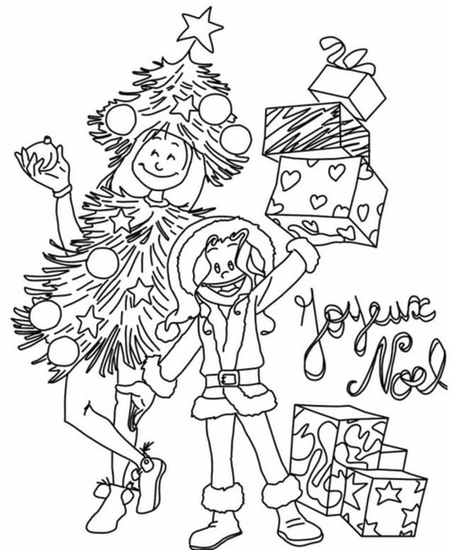 Coloriage Dessiner Les Sisters dans Noel