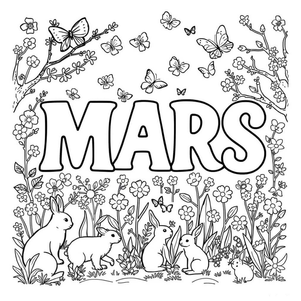 Coloriage Dessiner Mars gratuit pour les enfants