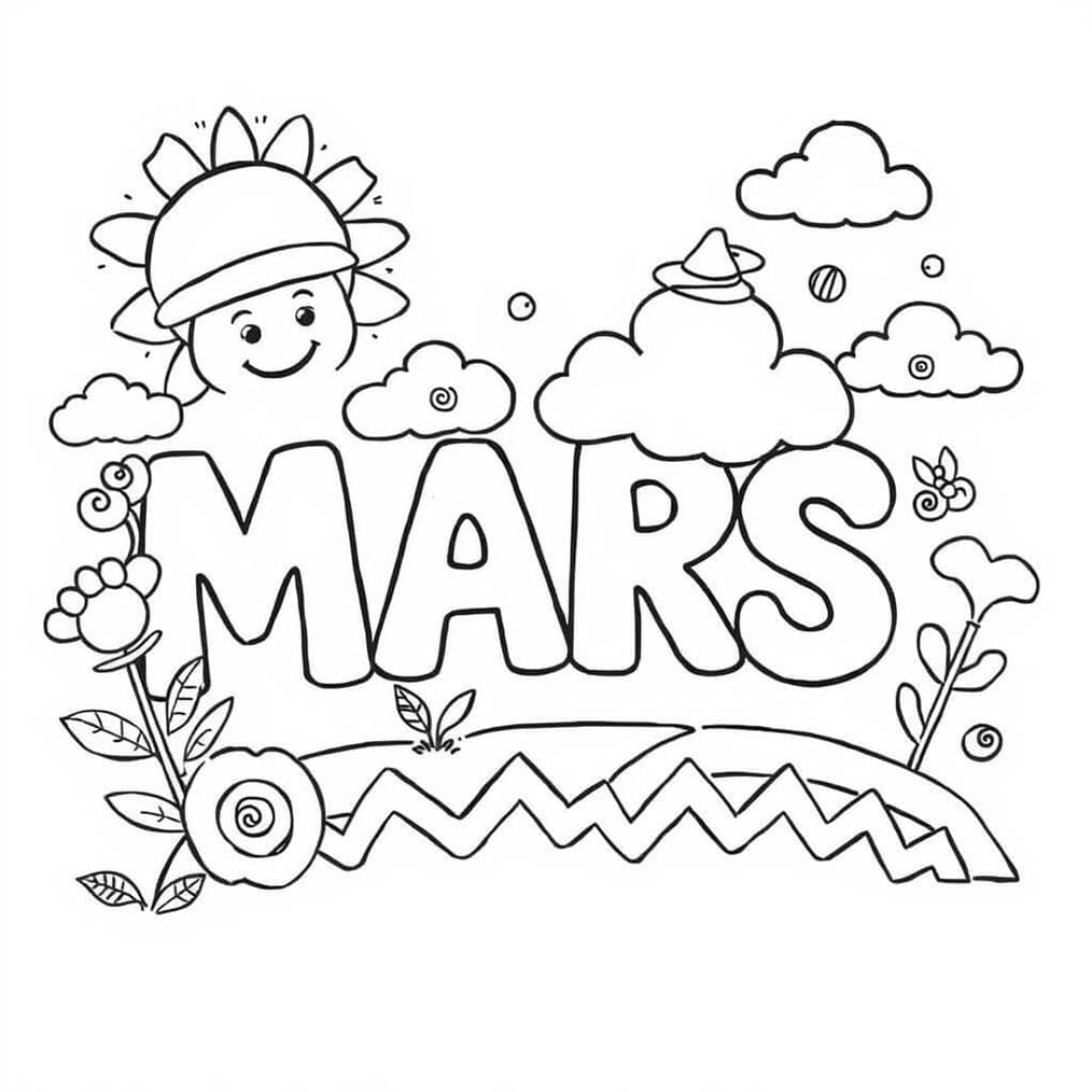 Coloriage Dessiner Mars très basique