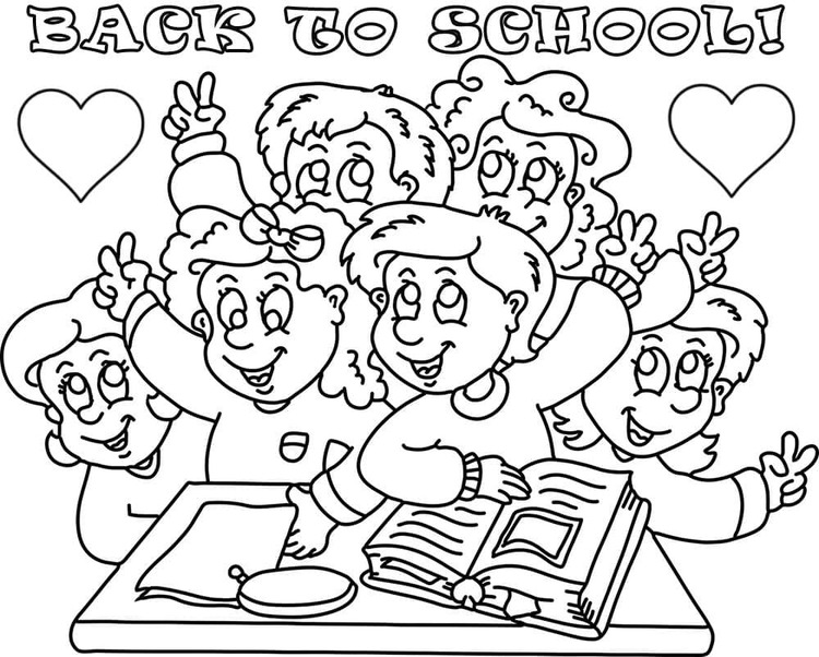 Coloriage Dessiner Rentrée Scolaire enfants heureux