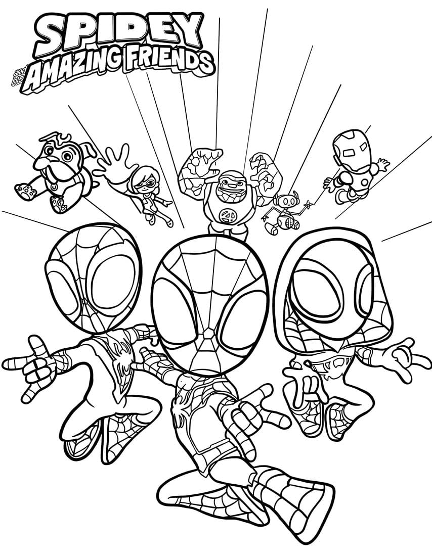 Coloriage Dessiner Spidey à imprimer pour les enfants