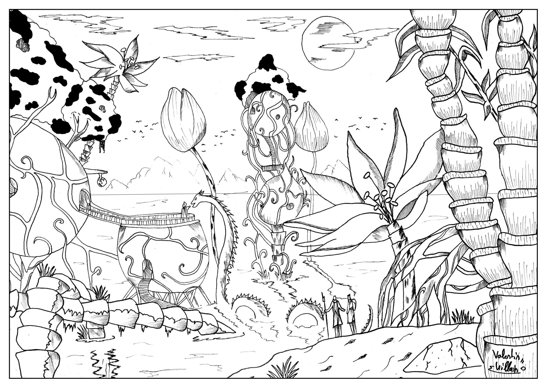 Coloriage Dessiner villages de base