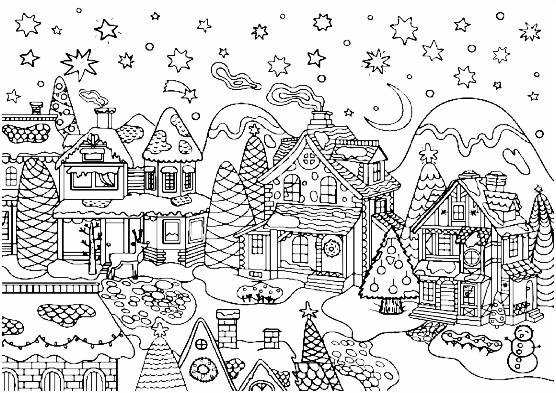 Coloriage Dessiner villages facilement