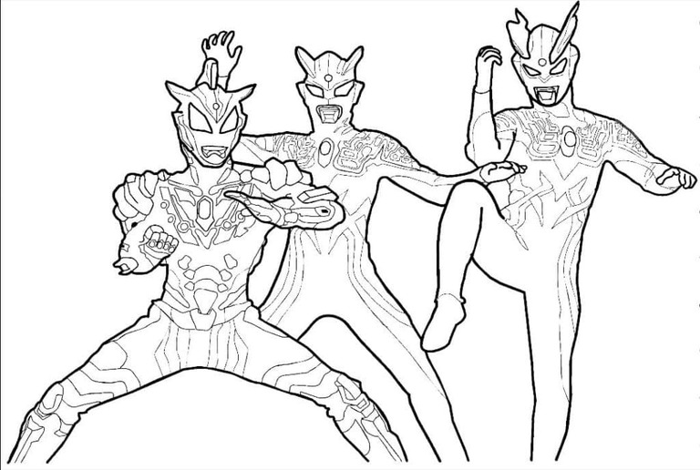 Coloriage Dessinez trois Ultraman