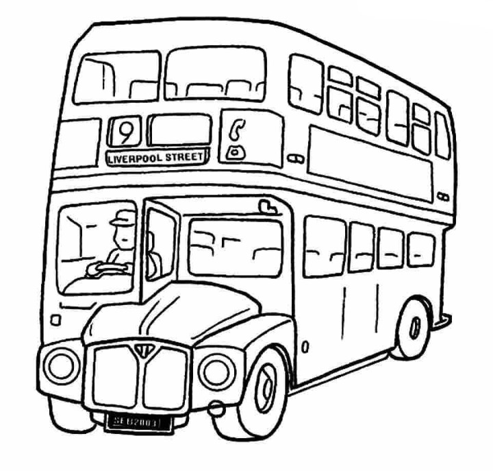 Coloriage Deux étages Autobus Scolaire