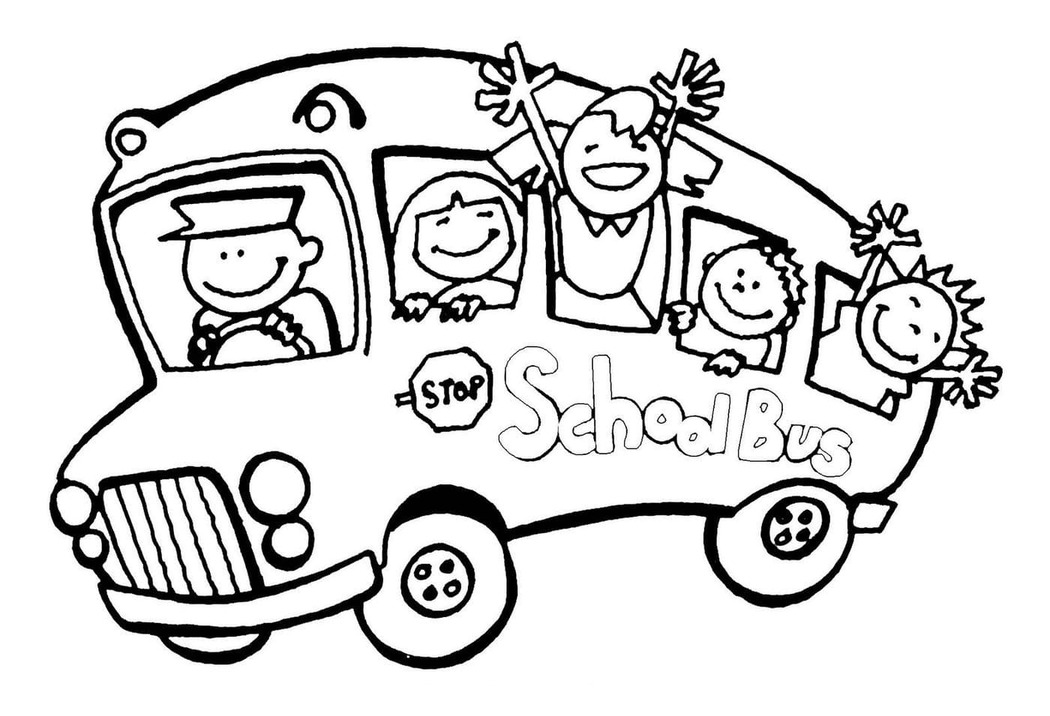 Coloriage Enfants mignons dans Autobus Scolaire