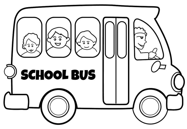 Coloriage Étudiants sur Autobus Scolaire