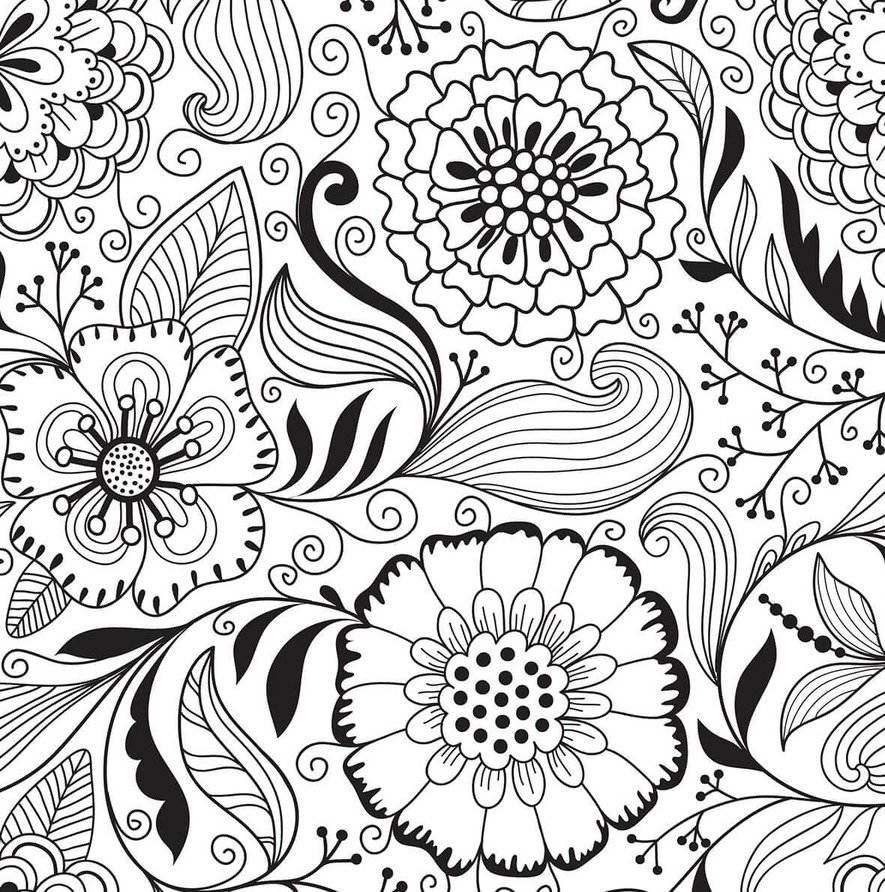 Coloriage Motif abstrait avec des fleurs