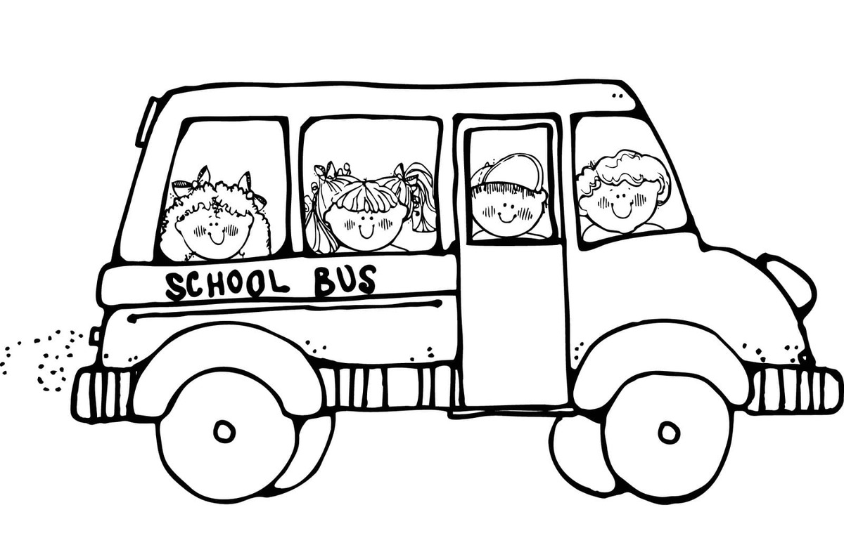 Coloriage Petits enfants sur Autobus Scolaire