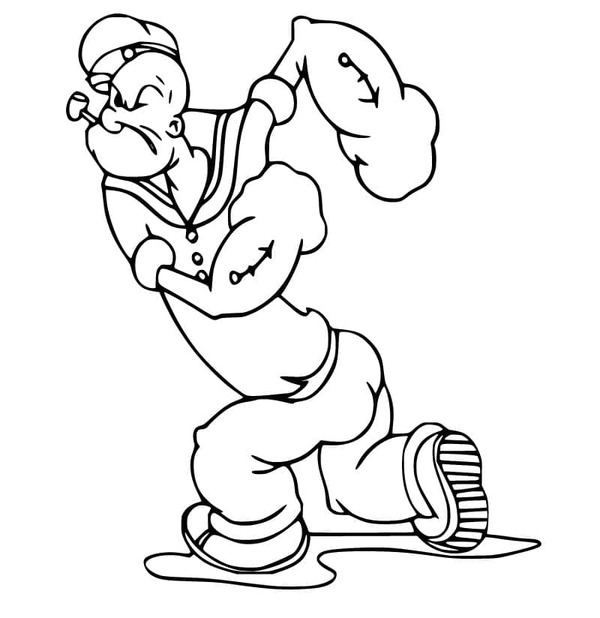 Coloriage Popeye en colère