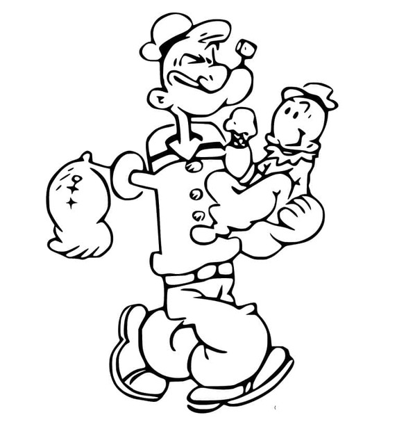 Coloriage Popeye et Sweepea