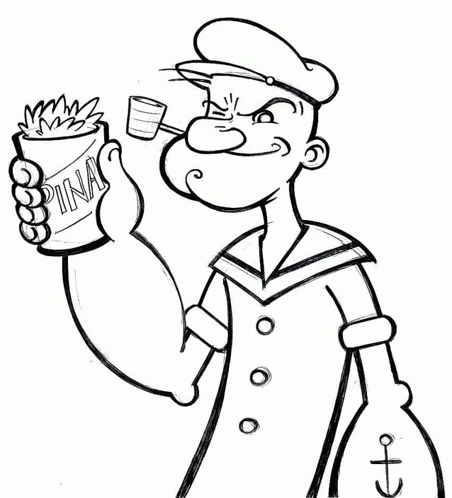 Coloriage Popeye souriant