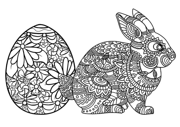 Coloriage Dessin gratuite Pâques adulte imprimable à imprimer