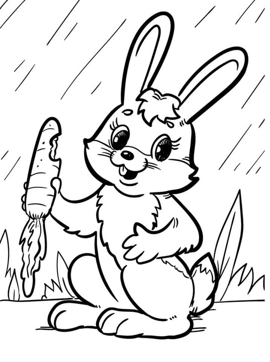 Coloriage Dessine lièvre avec une carotte