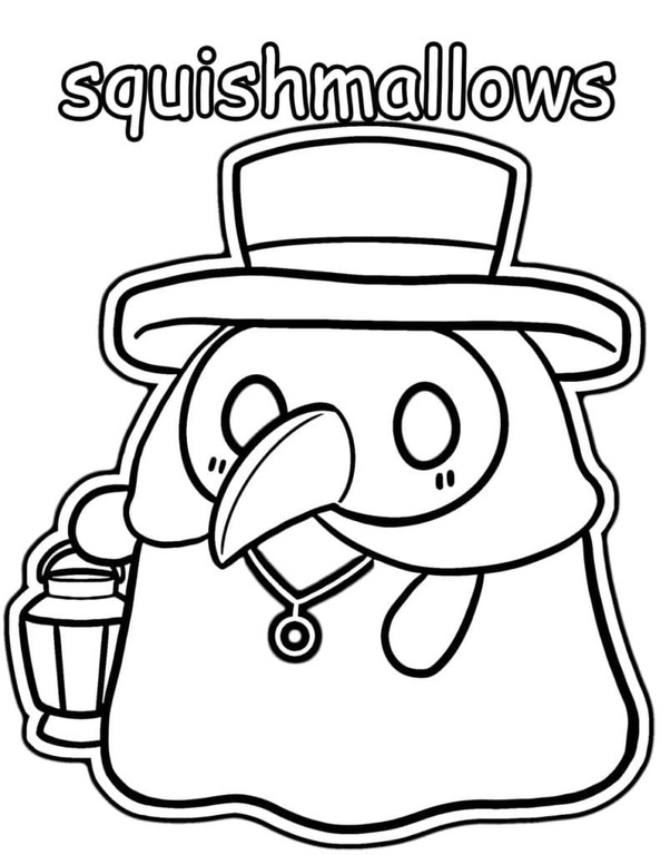 Coloriage Dessine squishmallows docteur plague à imprimer