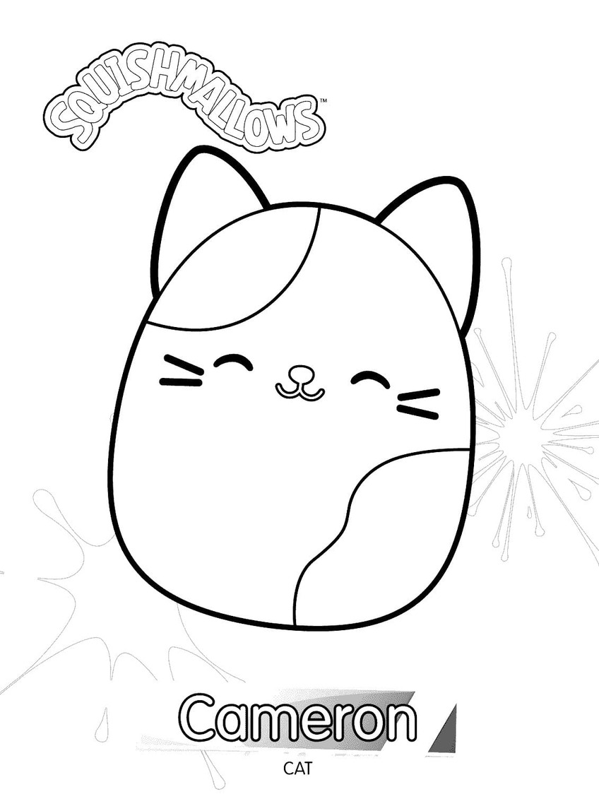 Coloriage Dessine squishmallows le chat Cameron à imprimer