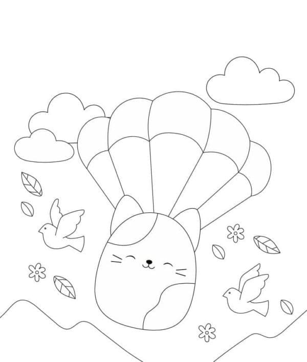 Coloriage Dessine un chat squishmallows à imprimer