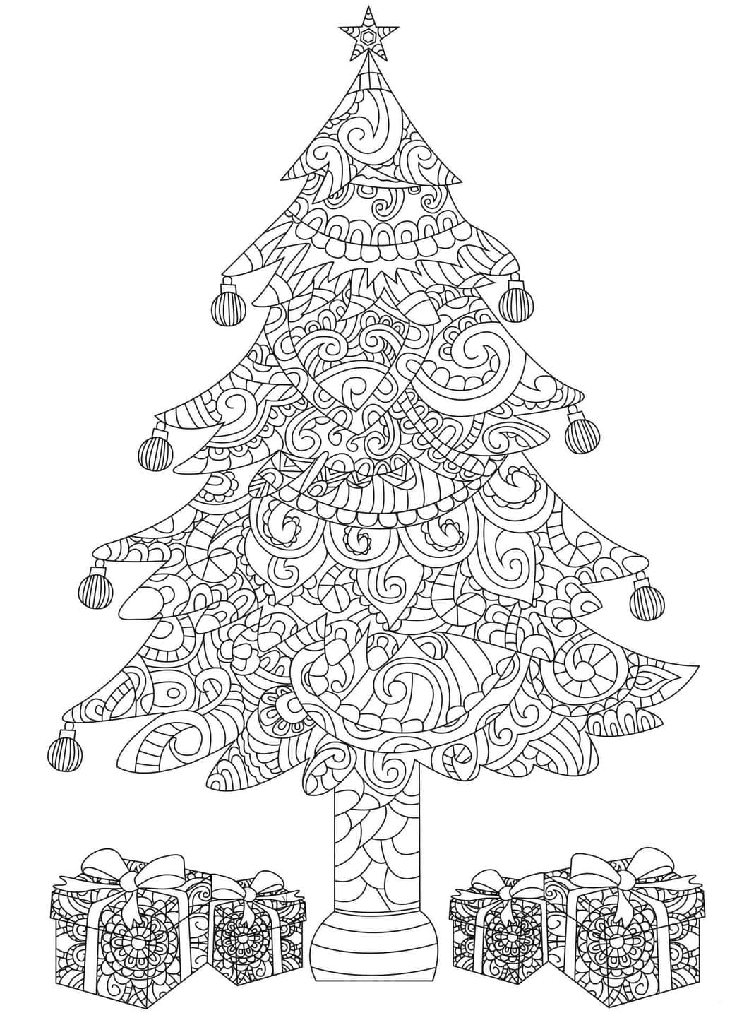 Coloriage Dessiner gratuit Noel Adulte basique à imprimer