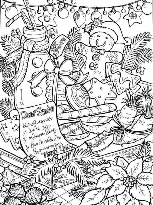 Coloriage Dessiner gratuit Noel Adulte Normale à imprimer