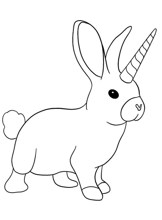 Coloriage Dessiner lièvre avec une corne de licorne à imprimer