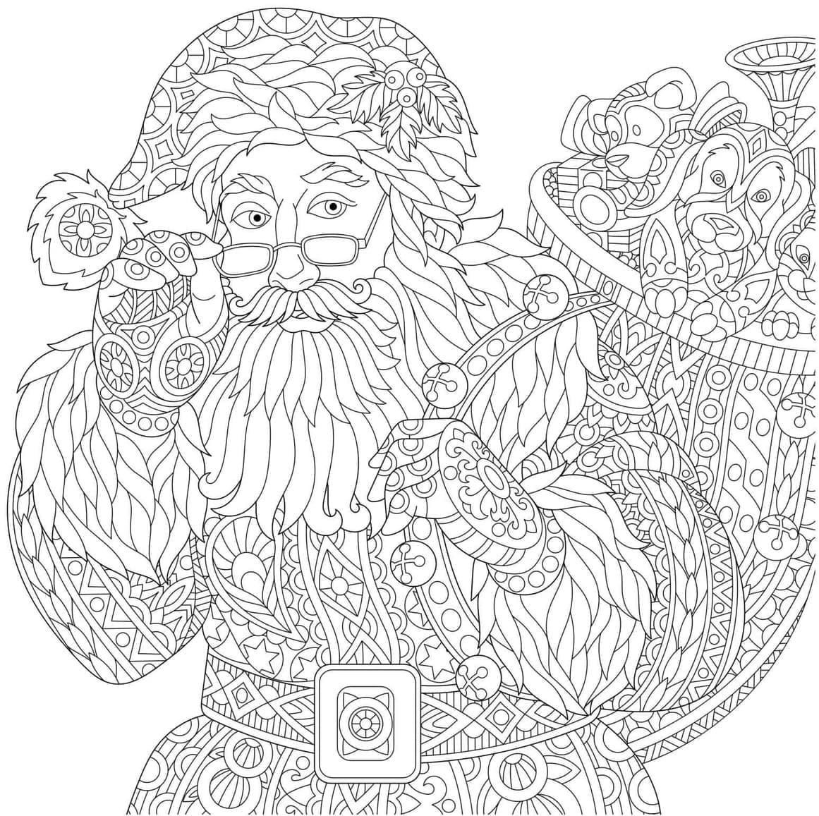 Coloriage Dessiner Noel Adulte imprimable pour les enfants à imprimer