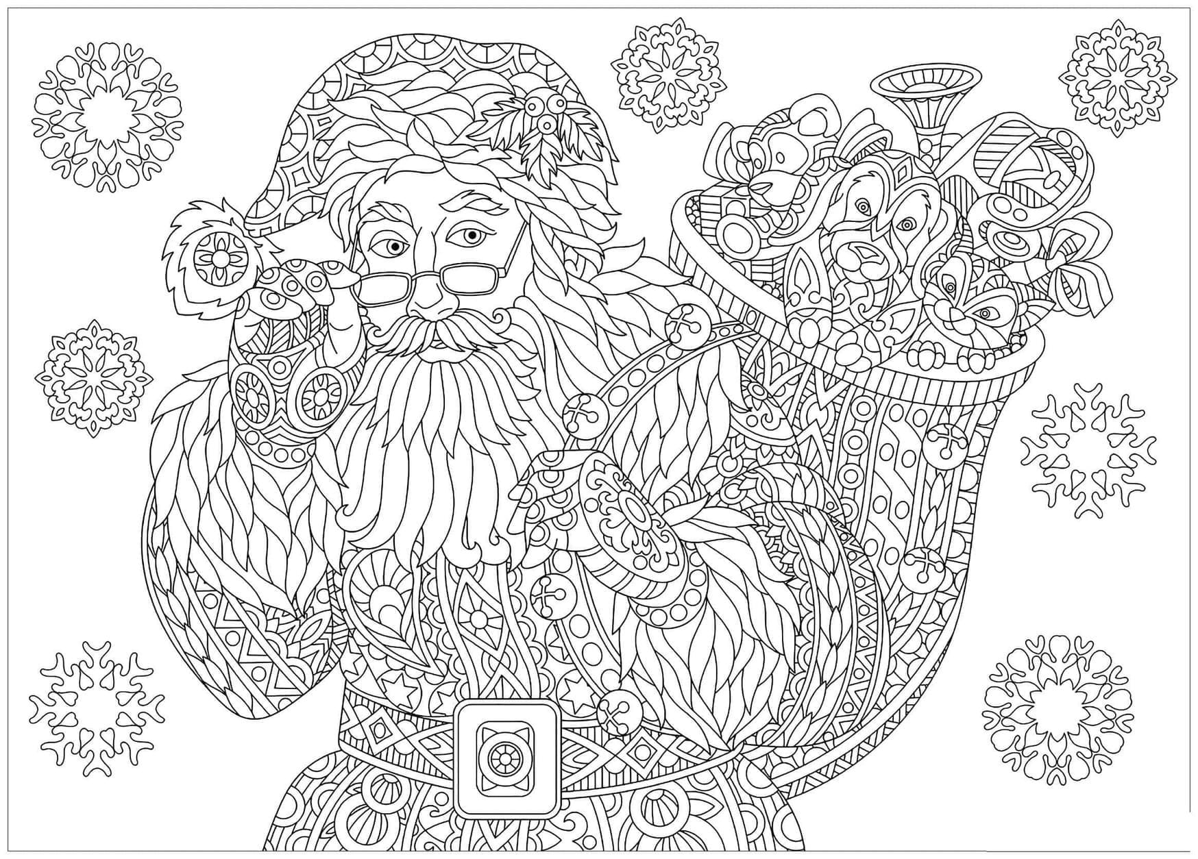 Coloriage Dessiner Noel Adulte normal à imprimer