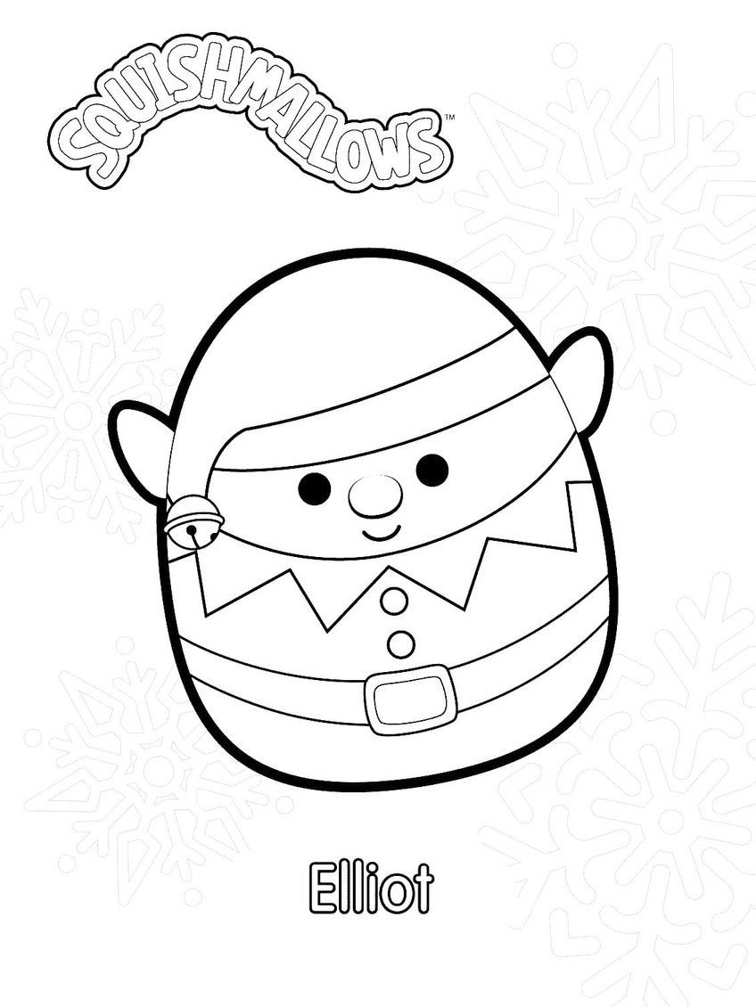 Coloriage Dessiner squishmallows Elliot Elf à imprimer