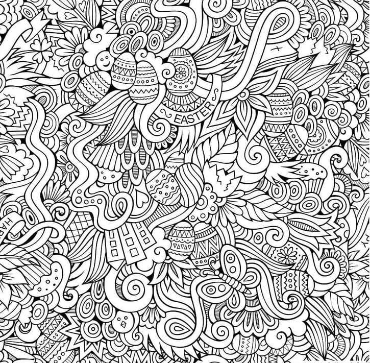 Coloriage Dessiner une image Pâques adulte à imprimer