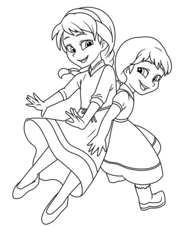 Coloriage Elsa et Anna à imprimer