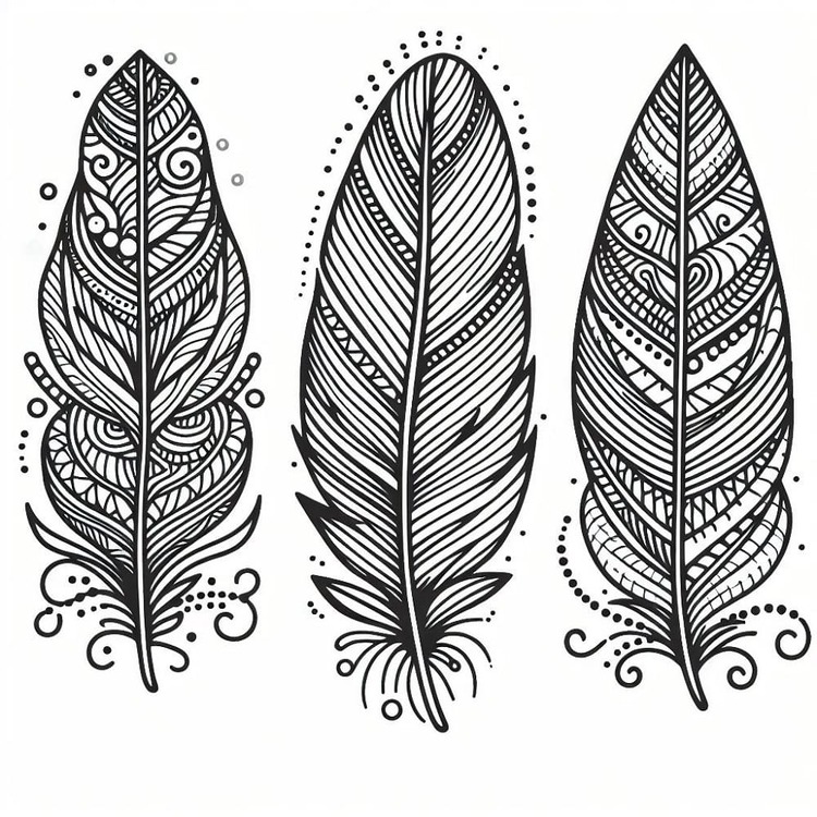 Coloriage Dessinez trois plumes gratuite