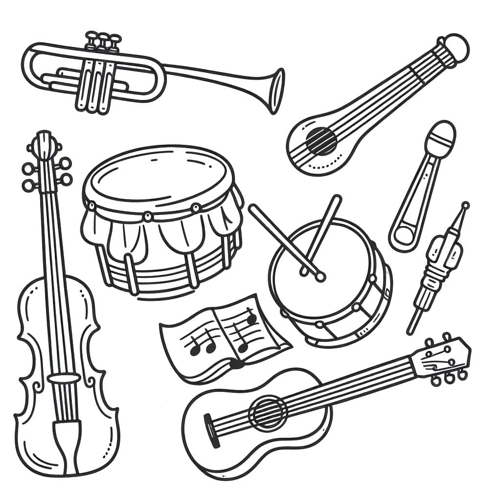 Coloriage Instruments de Musique à imprimer