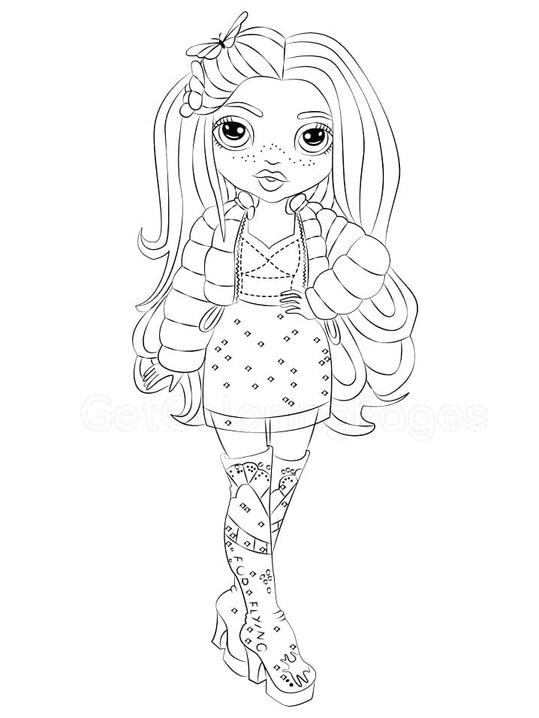 Coloriage Dessin Rainbow High Poppy Rowan à imprimer