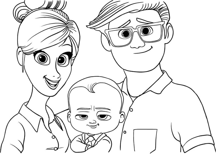 Coloriage Baby Boss famille