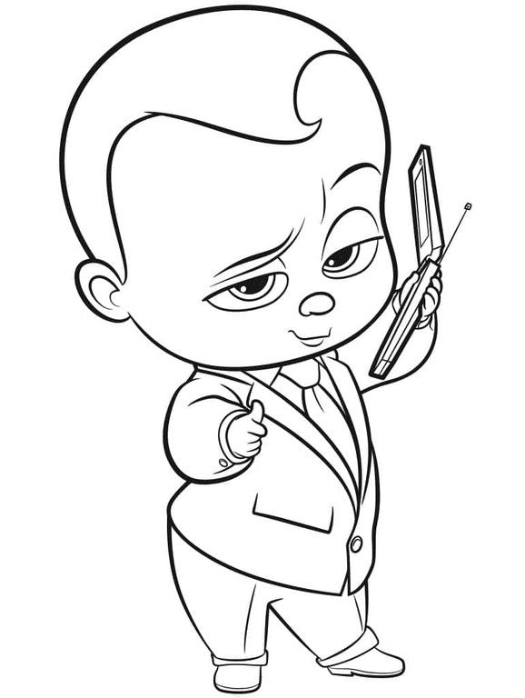 Coloriage Dessin Baby Boss avec téléphone