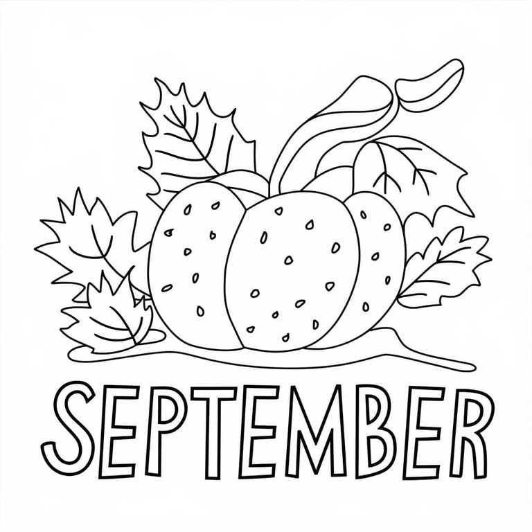 Coloriage Dessin de septembre imprimable