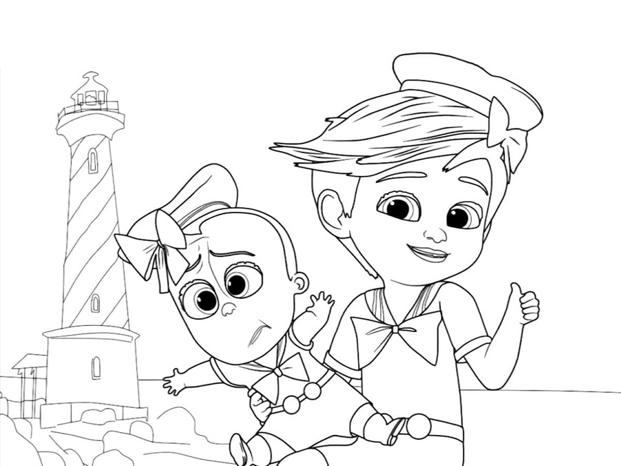 Coloriage Dessin Drôle Baby Boss et Tim