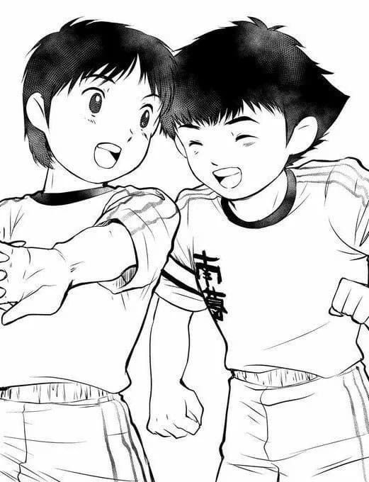 Coloriage Dessin Olive et Tom heureux