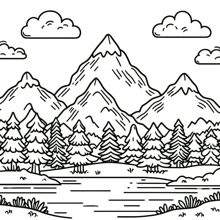 Coloriage Dessine montagne impressionnante